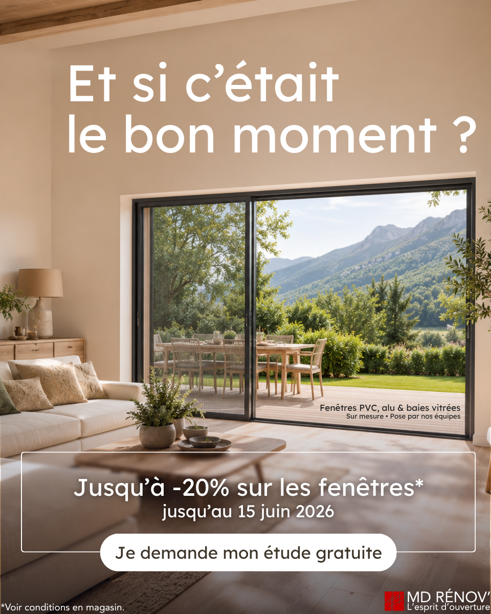 Fenêtres et baies vitrées sur mesure ouvertes sur une terrasse